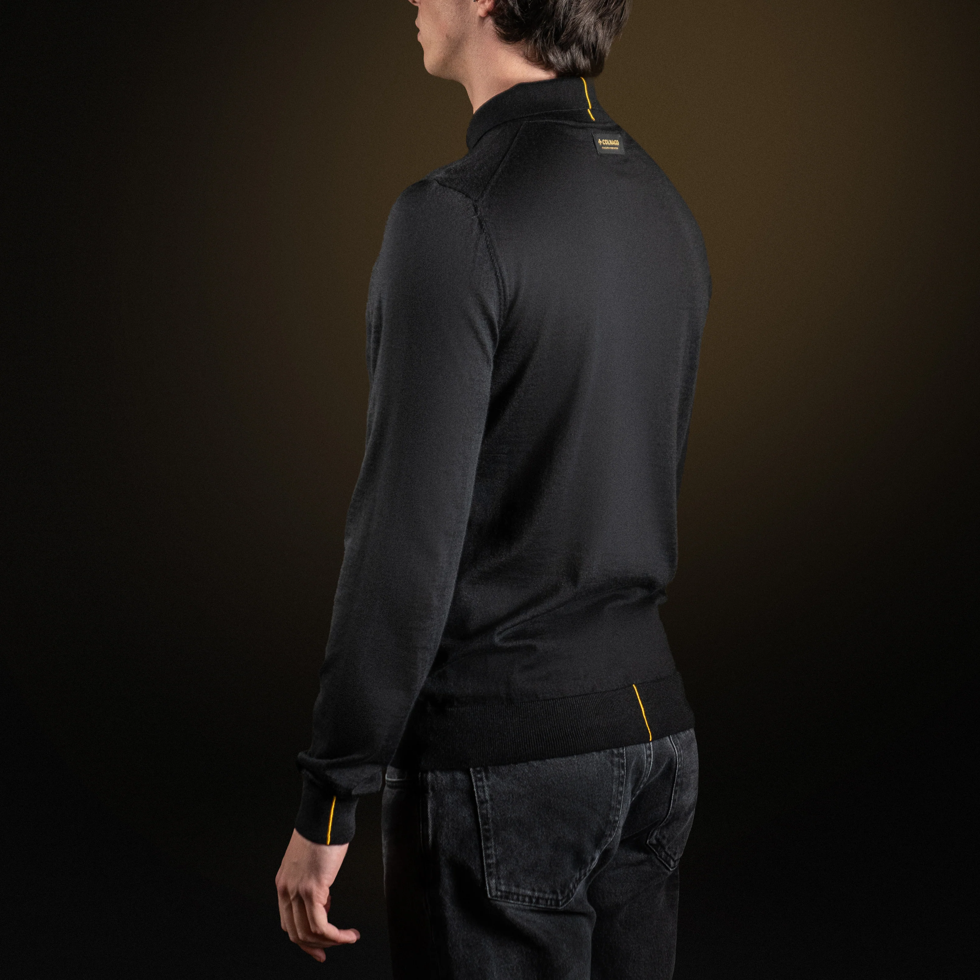 Black Cashmere Polo Long Sleeves - Image 4