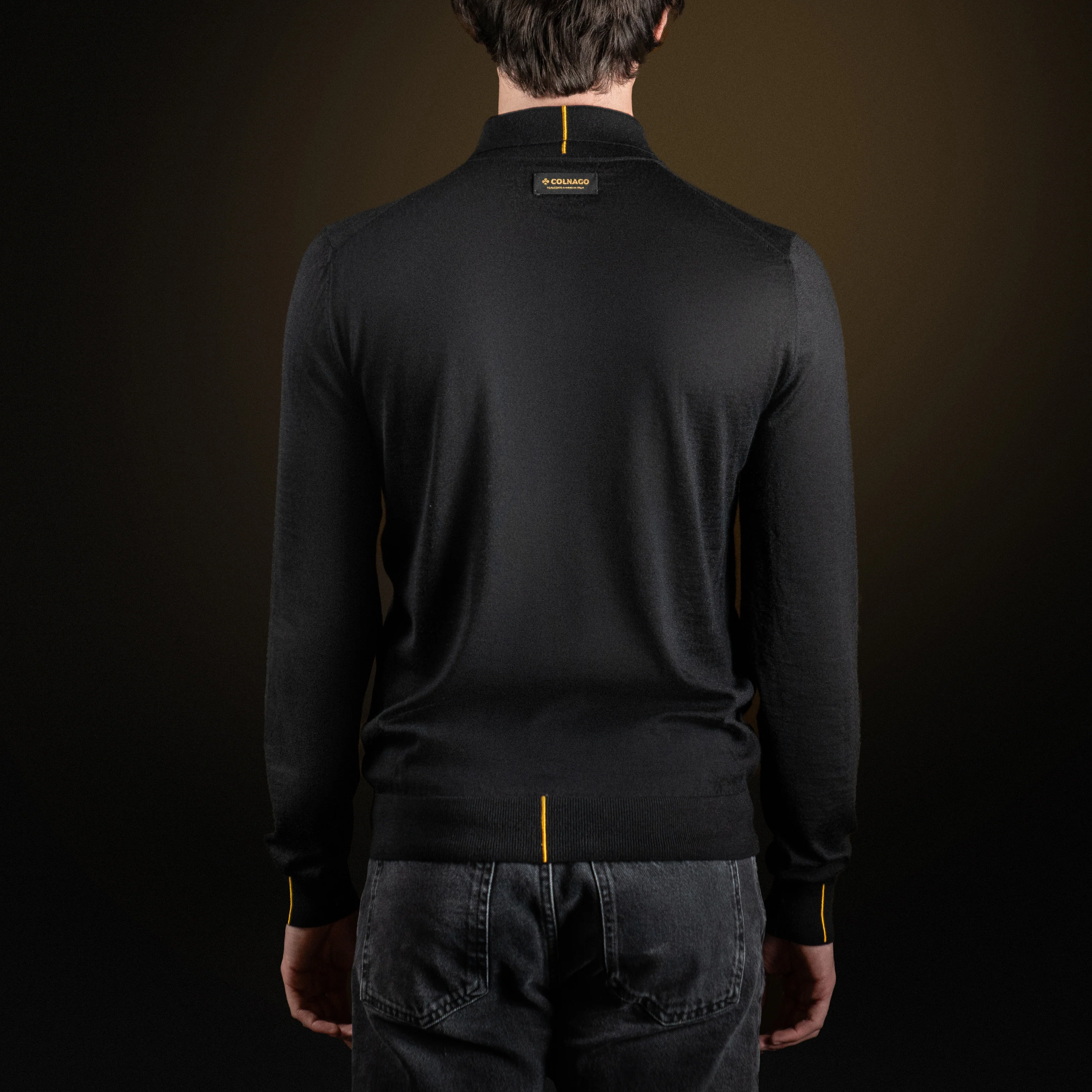 Black Cashmere Polo Long Sleeves - Image 5