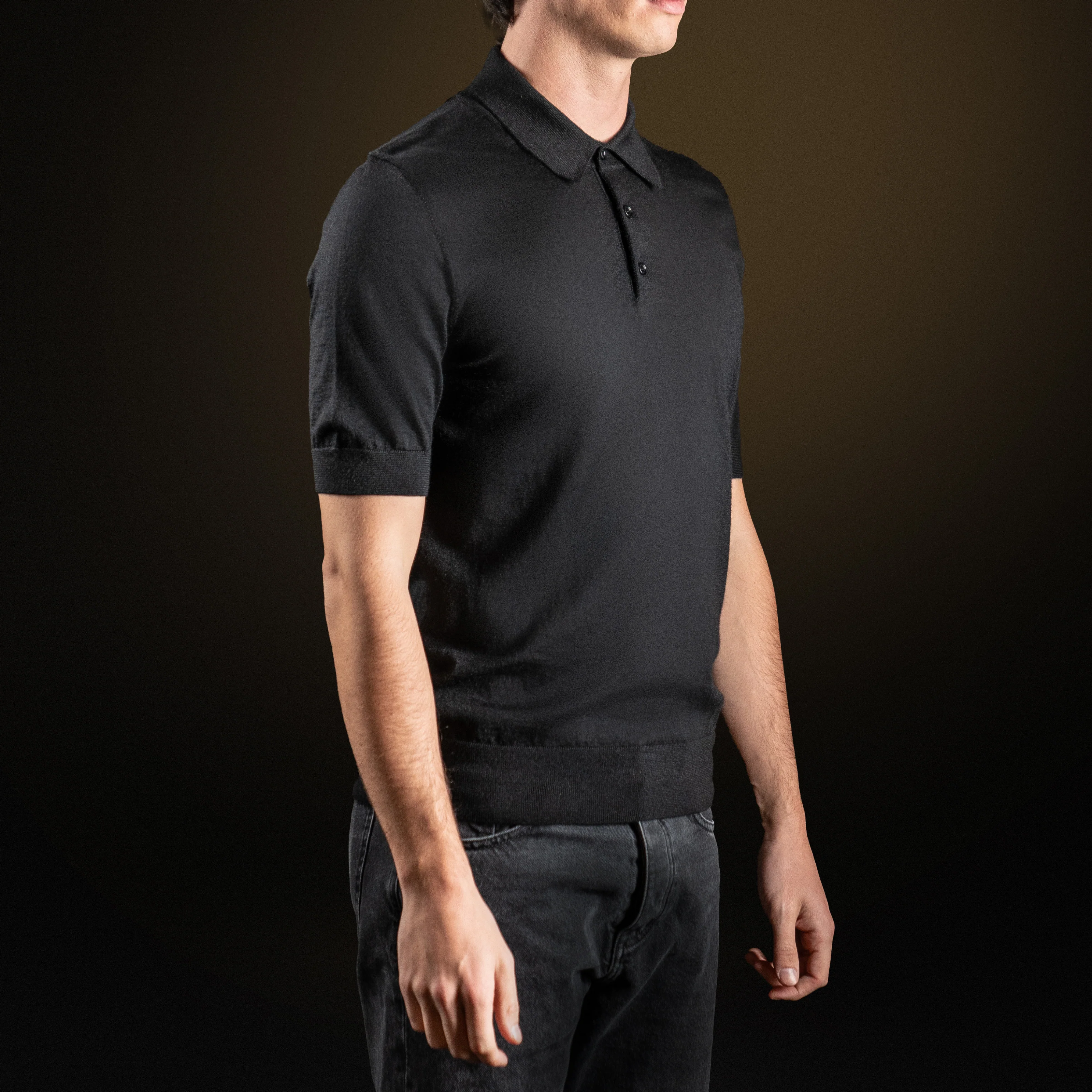 Black Cashmere polo short sleeves - Image 3