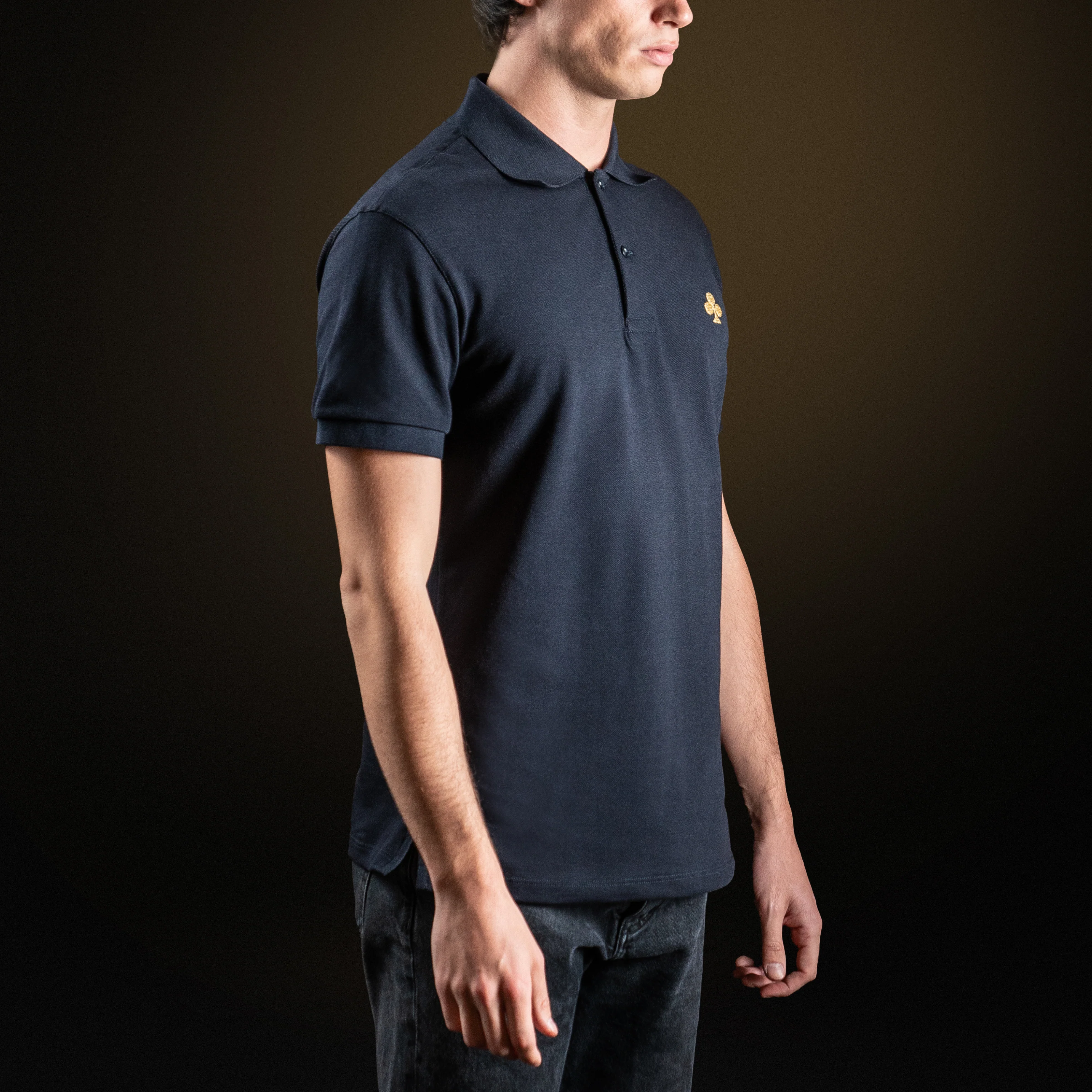 Navy Blue Cotton Piqué polo shirt - Image 3