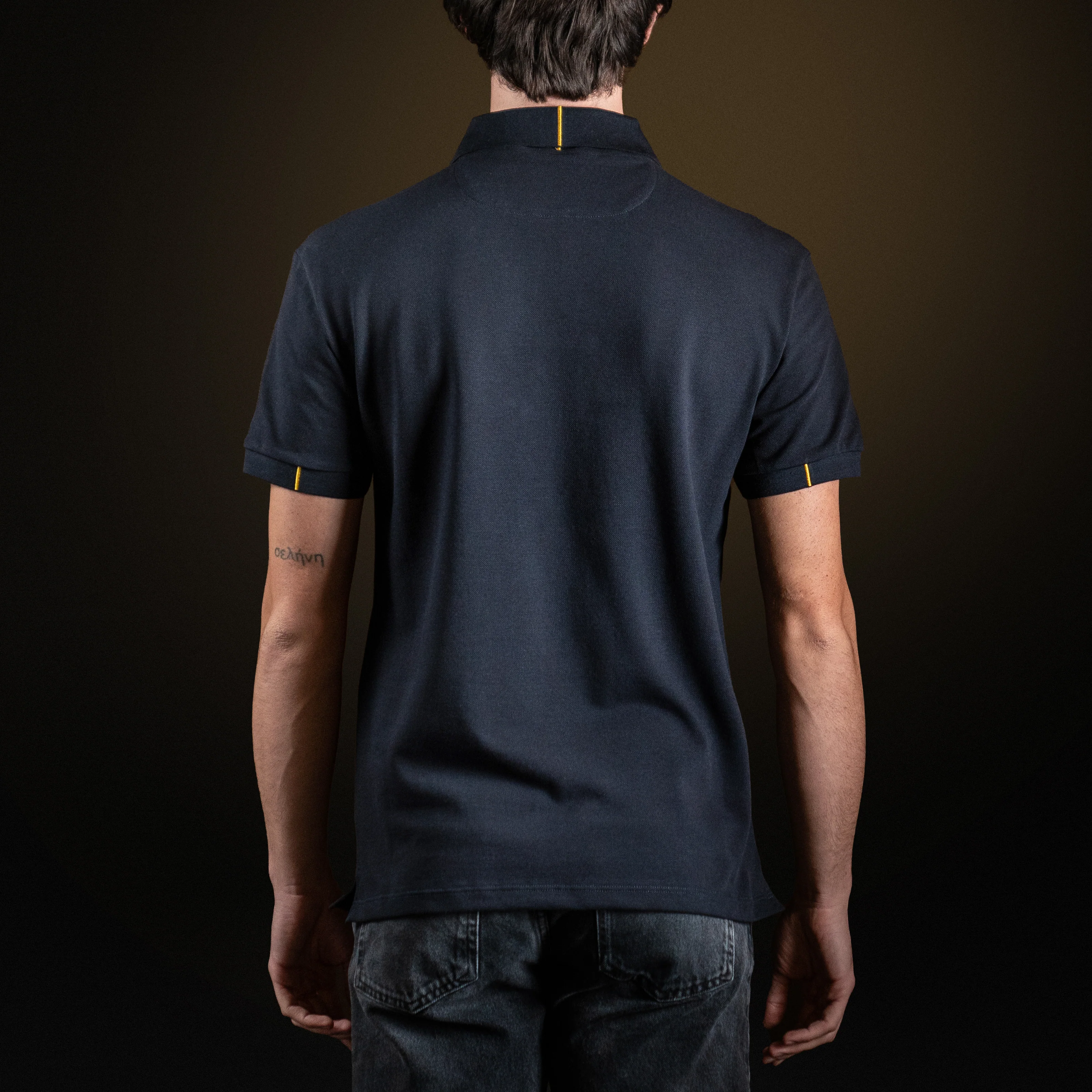 Navy Blue Cotton Piqué polo shirt - Image 4